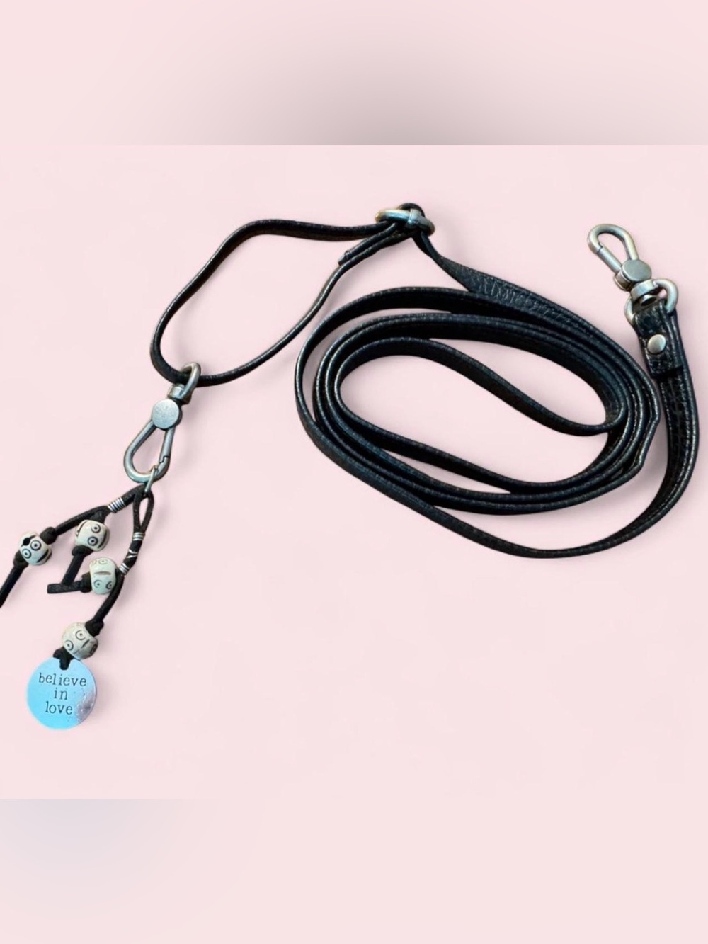 The Sak Black Leather Crossbody w/Beaded “Believe in Love” pendant 💗 - Picture 3 of 10